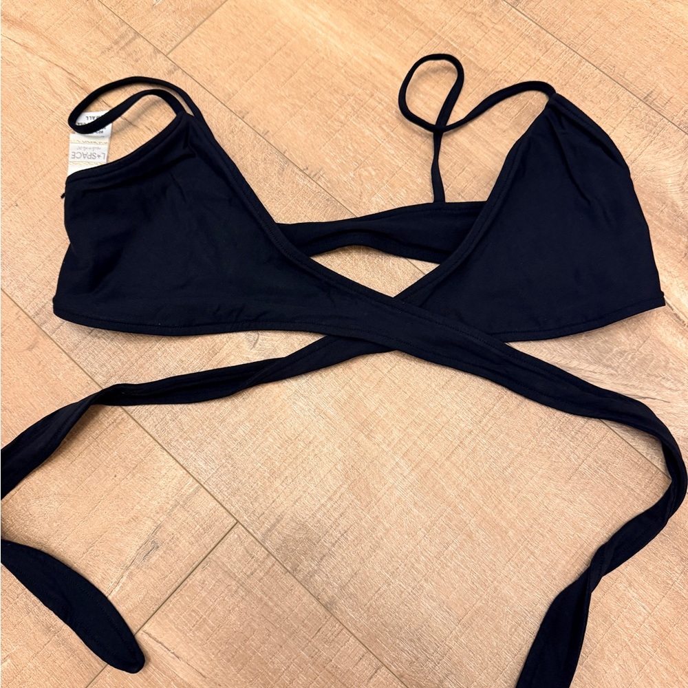 l*space Black Triangle Bikini Top with Tie